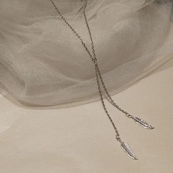 Minimalist, Silver Feather "Y" Necklace! - Picture 9 of 9